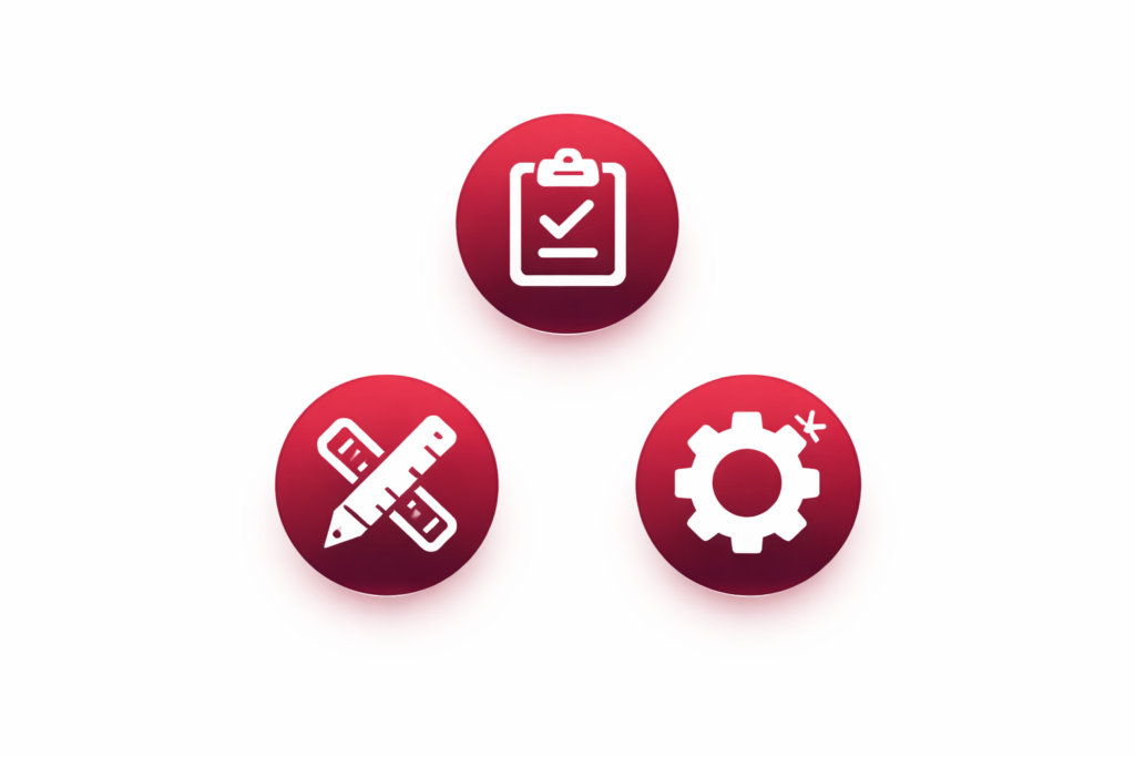 Üç ikonik simgenin düzeni